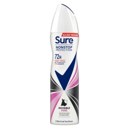 Sure Non Stop Invisible Pure 72 Hour Antiperspirant Deodorant Spray (150 ml)