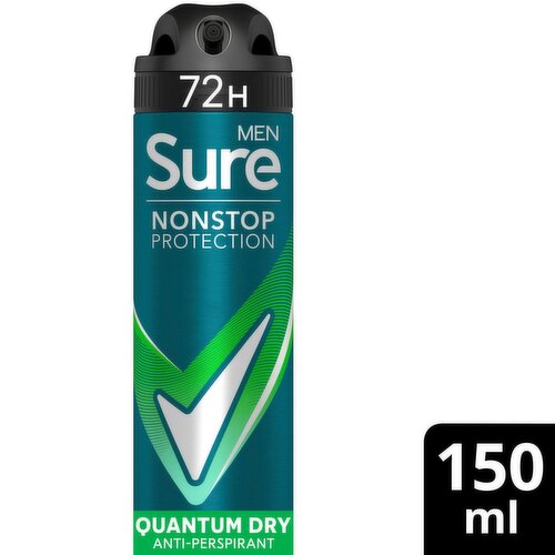 Sure For Men Non Stop Quantum Dry 72 Hour Antiperspirant Deodorant  (150 ml)