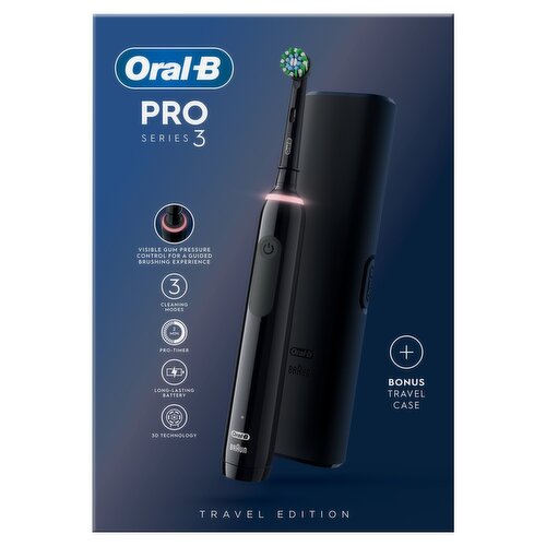 Oral-b Pro 3 3500 Crossaction Black Toothbrush + Travel Case (1 Piece)