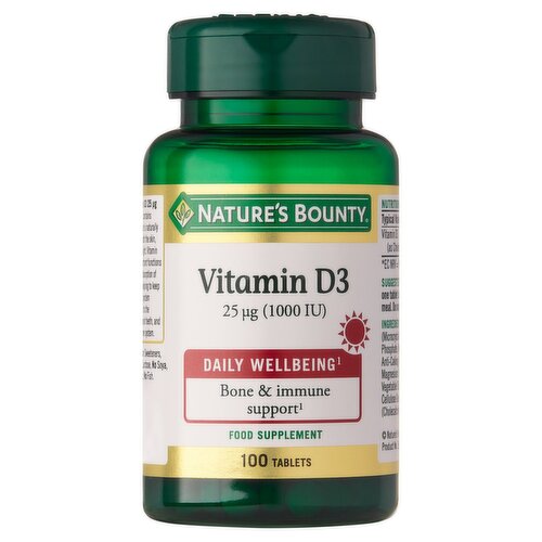 Nature's Bounty Vitamin D3 25ug (1000iu) (100 g)