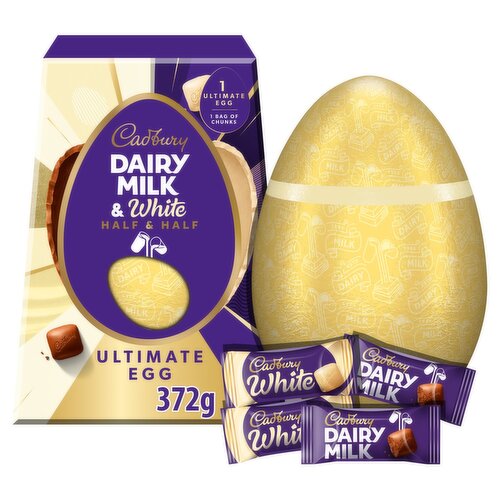 Cadbury Dairy Milk & White, Half & Half Ultimate Easter Egg (372 g)