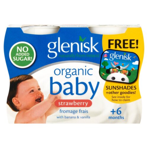 Glenisk Organic Baby Strawberry Yogurt 4 Pack (240 g)