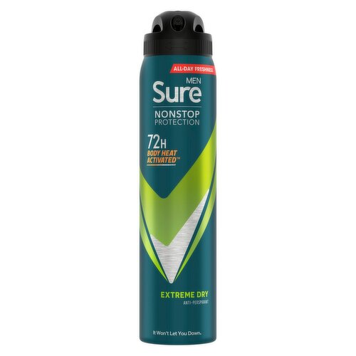 Sure For Men Non Stop 72 Hour Antiperspirant Deodorant Extreme Dry   (250 ml)