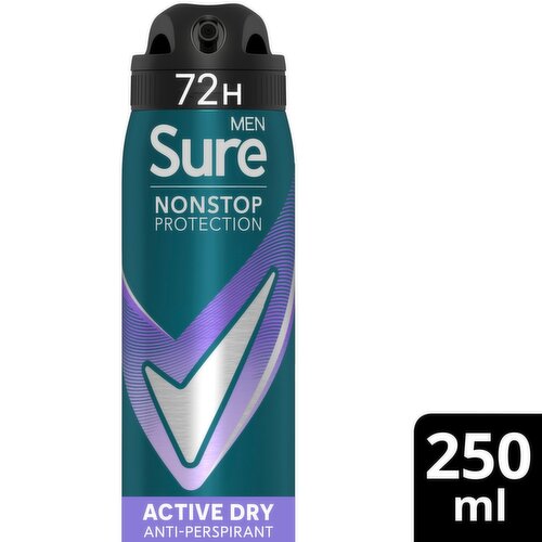 Sure For Men Non Stop 72 Hour  Antiperspirant Deodorant Active Dry Nonstop   (250 ml)