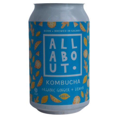 All About Ginger + Lemon Organic Kombucha Can (330 ml)
