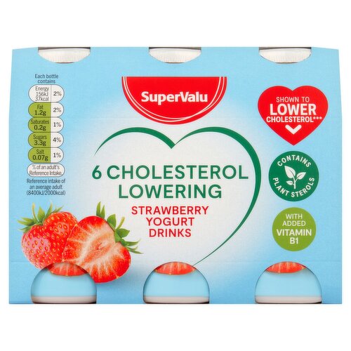 SuperValu Strawberry Cholesterol Lowering Yogurt Drinks 6 Pack (100 g)