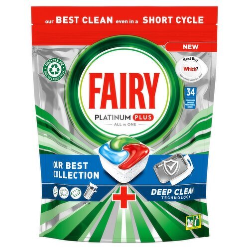 Fairy Platinum Plus Deep Clean Dishwasher Tablets (34 Piece)