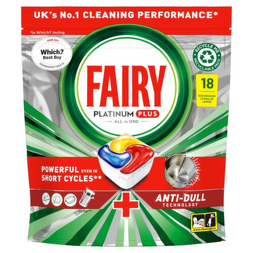 Fairy Platinum Plus Deep Clean Dishwasher Tablets (18 Piece)