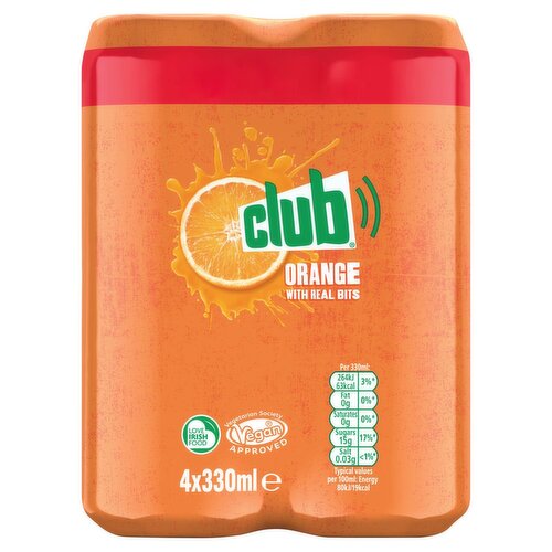 Club Orange Can 4 Pack (330 ml)
