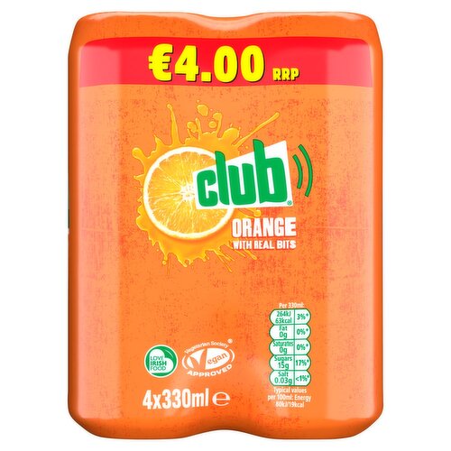 Club Orange Can 4 Pack (330 ml)