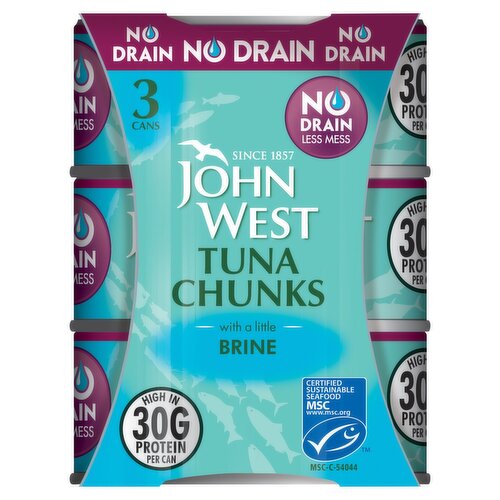 John West No Drain Tuna Chunk Brine 3 Pack (110 g)