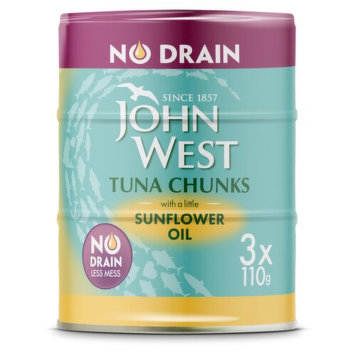 John West No Drain Tuna Chunk Sunflower Oil 3 Pack (110 g)