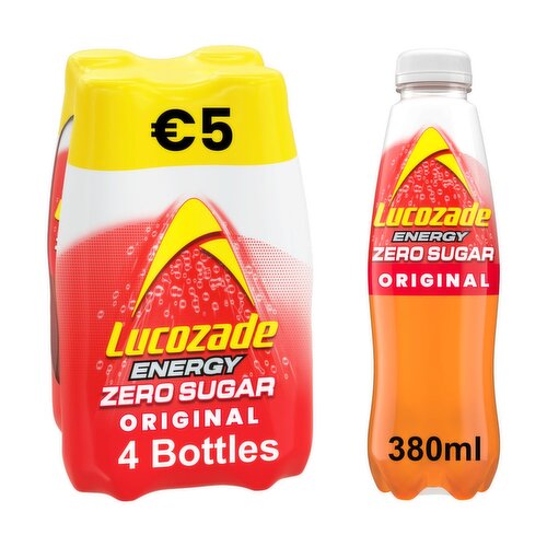 Lucozade Energy Original Zero Sugar 4 Pack (380 ml)
