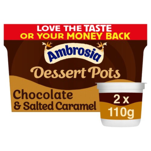 Ambrosia Dessert Pots Belgian Chocolate & Salted Caramel Sauce 2 Pack (220 g)