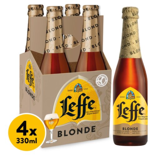 Leffe Blonde Beer Bottle 4 Pack (330 ml)