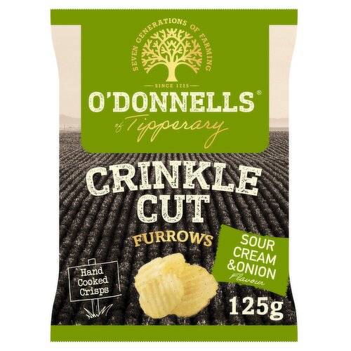 O'Donnells Crinkle Cut Furrows Sour Cream & Onion Crisps (125 g)