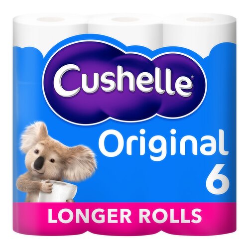 Cushelle Original 50% Longer Toilet Tissue 6 Equals 9 Regular Rolls (6 Roll)