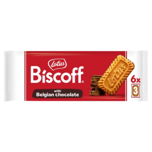 Lotus Biscoff 3 Belgian Chocolate Biscuits 6 Pack (132 g)