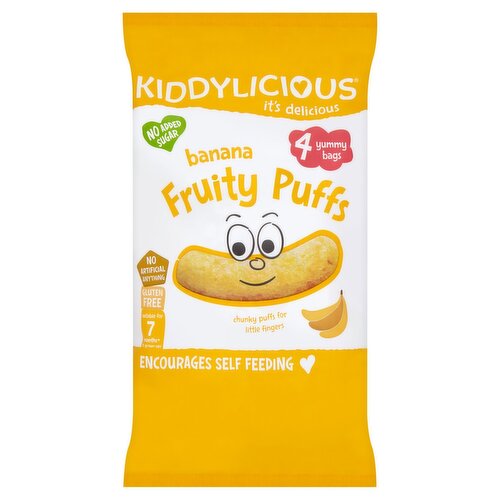 Kiddylicious Banana Fruity Puffs 4 Pack (10 g)