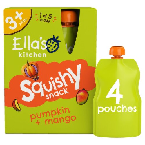 Ella's Kitchen Pumpkin & Mango Squishy Snack 3+Years 4 Pack (100 g)