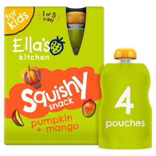 Ella's Kitchen Pumpkin & Mango Squishy Snack 3+Years 4 Pack (100 g)