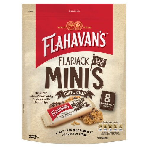 Flahavan's Chocolate Chip Mini Flapjack 8 Pack (19 g)