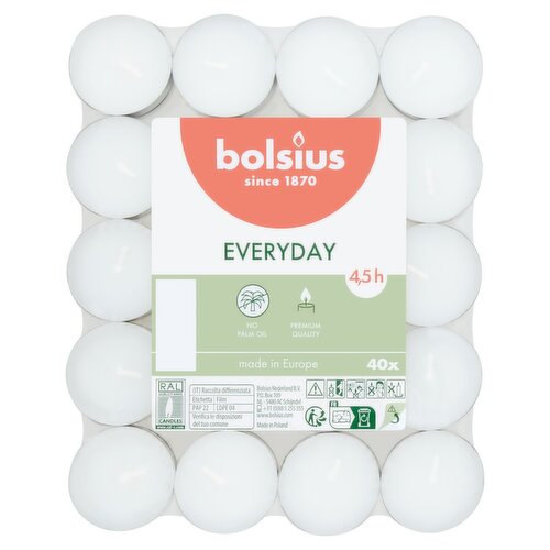 Bolsius Everyday Tealights 4.5 Hours (40 Piece)