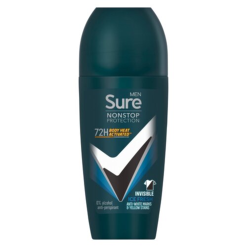 Sure For Men Non Stop 72 Hour Antiperspirant Deodorant Ice Fresh Invisible Roll (50 ml)