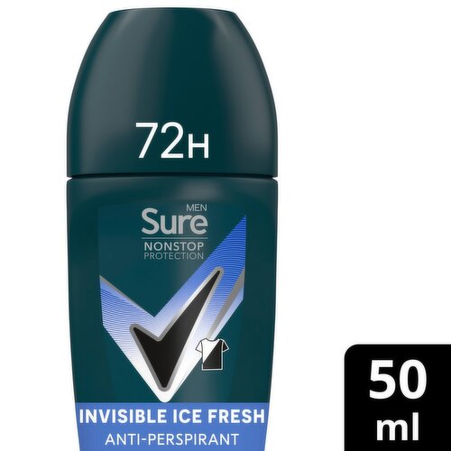 Sure For Men Non Stop 72 Hour Antiperspirant Deodorant Ice Fresh Invisible Roll (50 ml)