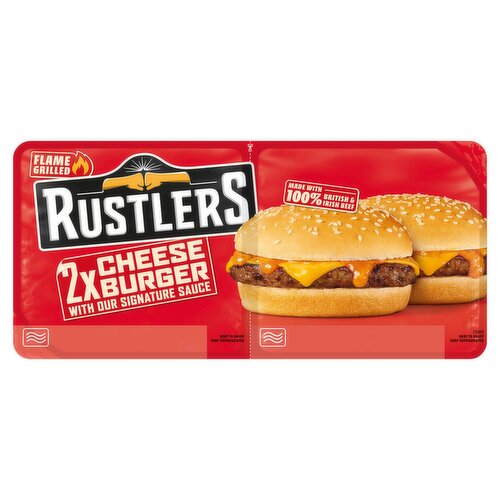 Rustlers Flame Grilled Cheese Burger 2 Pack (264 g)