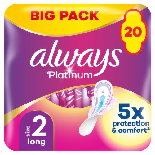 Always Platinum Long with Wings Big Pack Sanitary Towels (20 Piece)