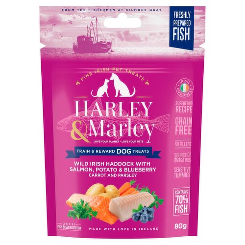 Harley & Marley Dog Treats Train & Reward Treats for Dogs - Haddock & Salmon Hea (80 g)