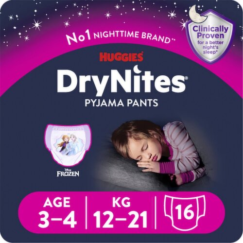 Huggies DryNites Pyjama Pants Girl 3-4 Years (16 Piece)