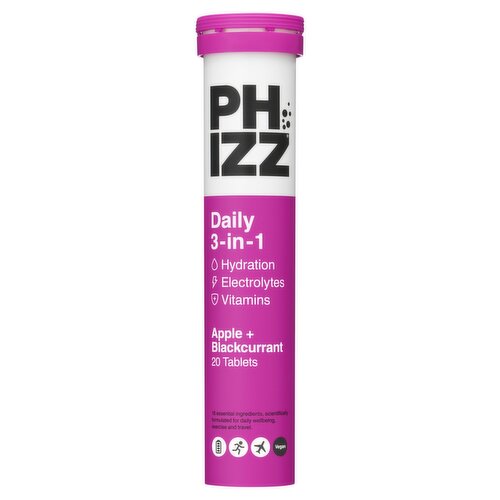 Phizz Apple & Blackcurrant 3-in-1 Effervescent 20 Tablets (20 Piece)