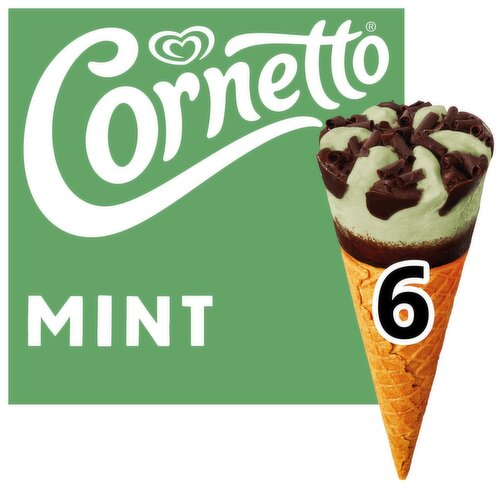 Cornetto Mint Ice Cream Cones 6 Pack (90 ml)