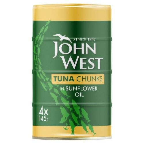 John West Tuna Chunks in Sunflower Oil 4 Pack (145 g)