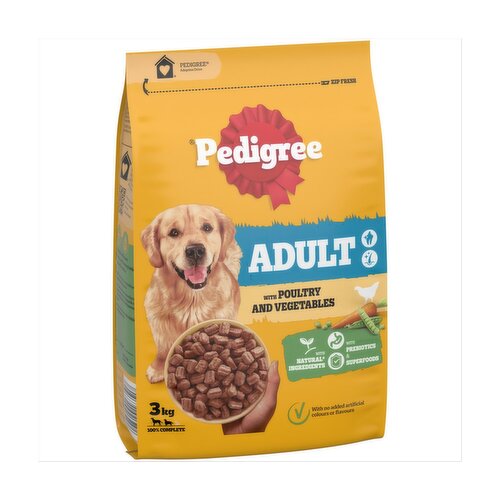 Pedigree Poultry & Vegetables Adult Dry Dog Food Bag (3 kg)