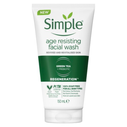 Simple Age Resisting Green Tea + Prebiotic Facial Wash (150 ml)