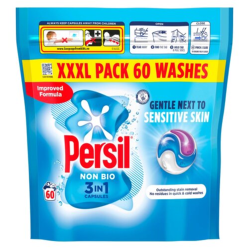 Persil Non Biological Sensitive Skin 3in1 Capsules 60 Wash XXXL Pack (60 Piece)