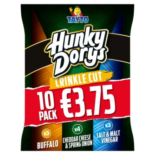 Tayto Hunky Dorys Assorted Crinkle Cut 10 Pack (25 g)