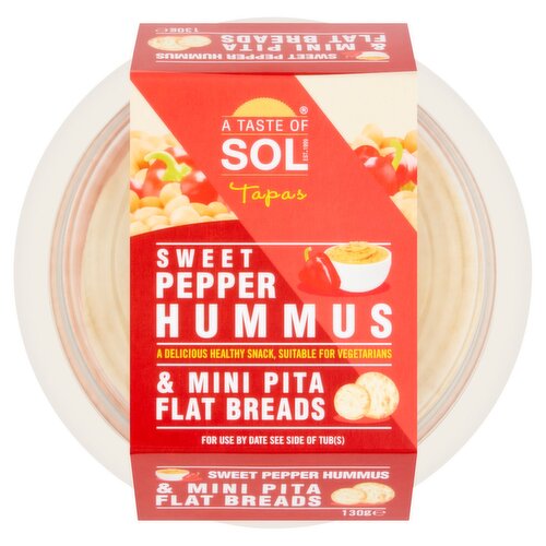 A Taste of Sol Sweet Pepper Hummus & Mini Pita Flat Breads (130 g)