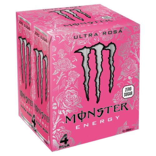 Monster Energy Ultra Rosa Zero Sugar Can 4 Pack (500 ml)