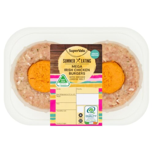 SuperValu Fresh Irish Mega Chicken Burgers with Smoked Cheese Melt (410 g)