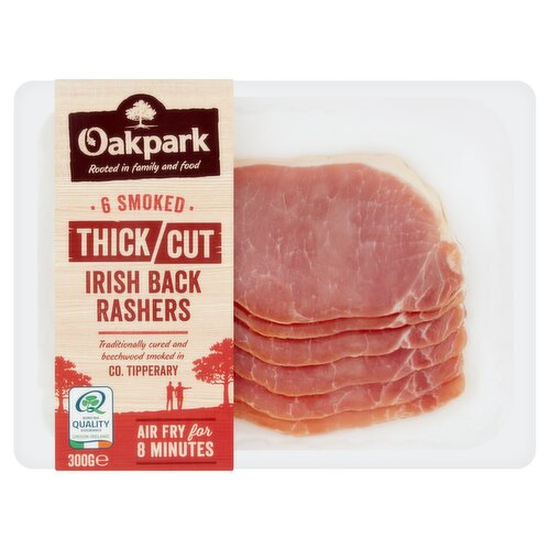 Oakpark Smoked Thick Cut Irish Back Rashers 6 Pack (300 g)