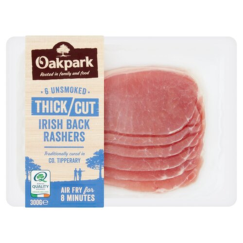 Oakpark Unsmoked Thick Cut Irish Back Rashers 6 Pack (300 g)