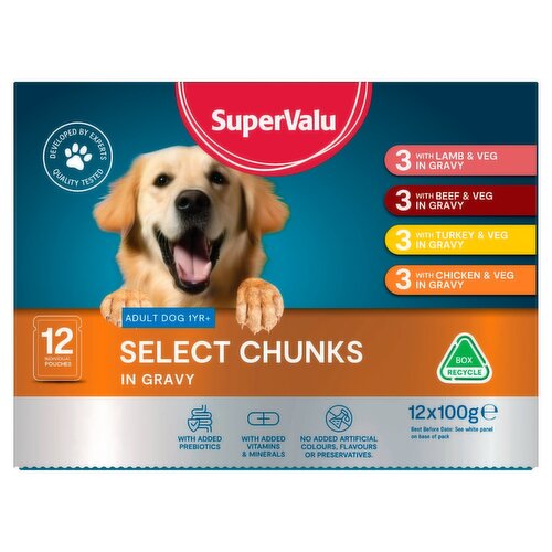 SuperValu Dog Pouch in Gravy Mixed 12 Pack (100 g)
