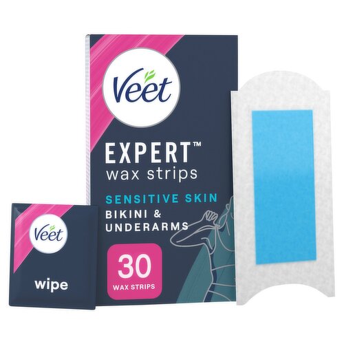 Veet Expert Sensitive Skin Bikini & Underarms Wax Strips (30 Piece)