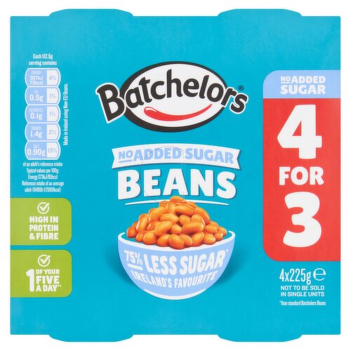 Batchelors No Added Sugar Beans 4 Pack (225 g)