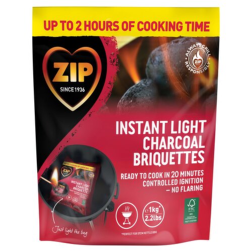 Zip Instant Light Charcoal Briquettes (1 kg)