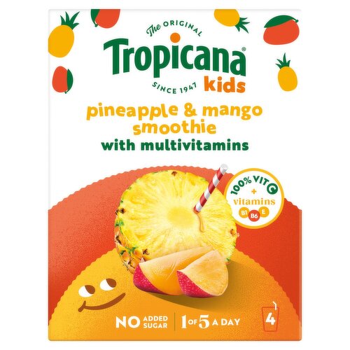 Tropicana Kids Pineapple & Mango Smoothie 4 Pack (150 ml)